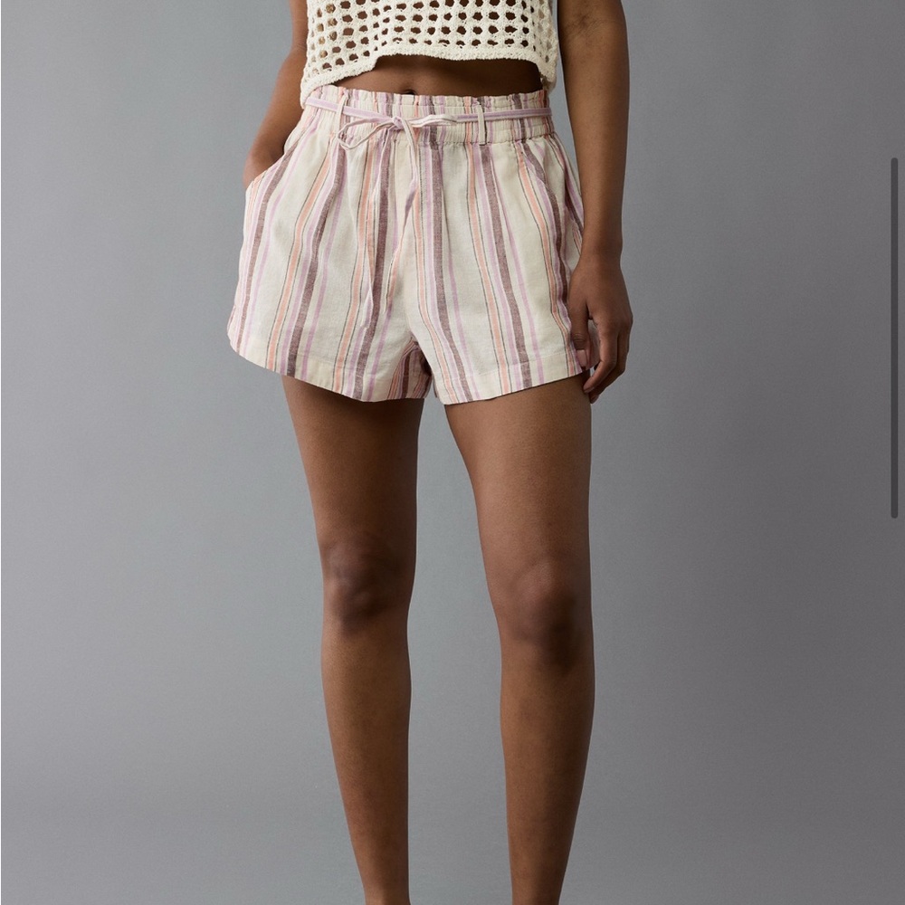 ✨NEW✨American Eagle Outfitters Linen-Blend Striped High Waist Shorts